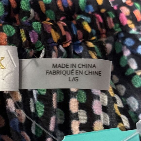 Ramy Brook Eugenia Ruffle Puff Sleeve Top Blouse Large Dot Stripe Split Neck NWT - Picture 12 of 16